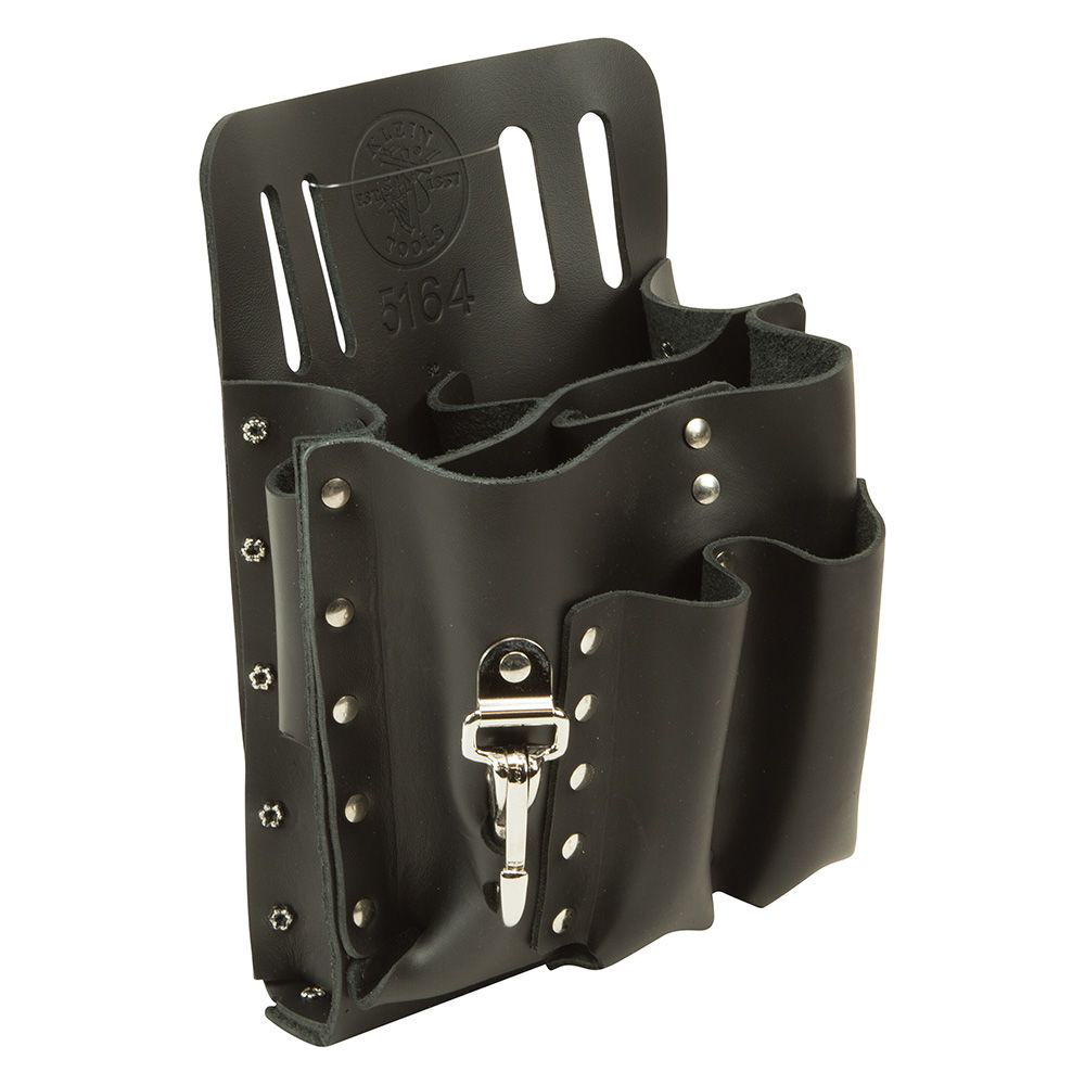 Klein Tools 5164 6-3/4 x 9-3/4 Inch Leather Slotted 8-Pocket Tool Pouch Klein Tools 5164 6-3/4 x 9-3/4 Inch Leather Slotted 8-Pocket Tool Pouch