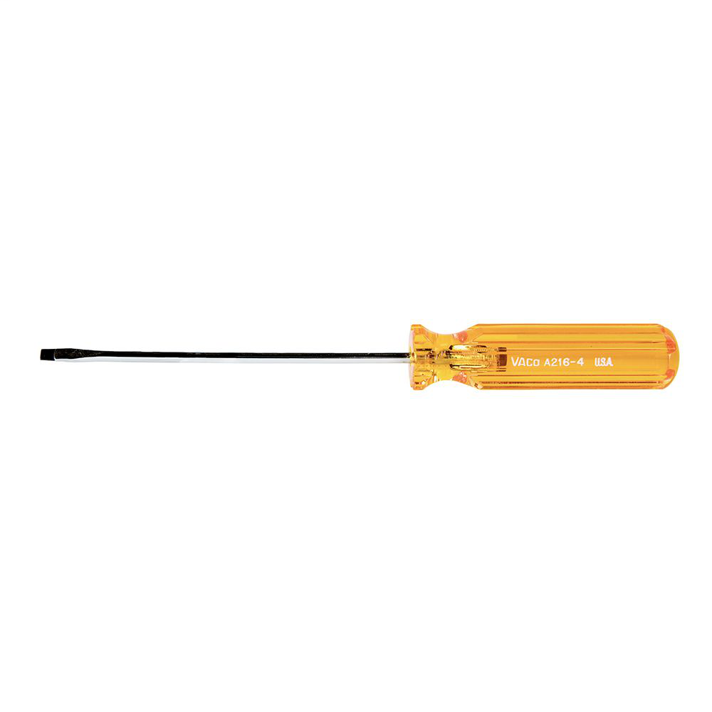 Klein Tools A216-4 4 Inch Round-Shank 1/8 Inch Cabinet-Tip Screwdriver Klein Tools A216-4 4 Inch Round-Shank 1/8 Inch Cabinet-Tip Screwdriver