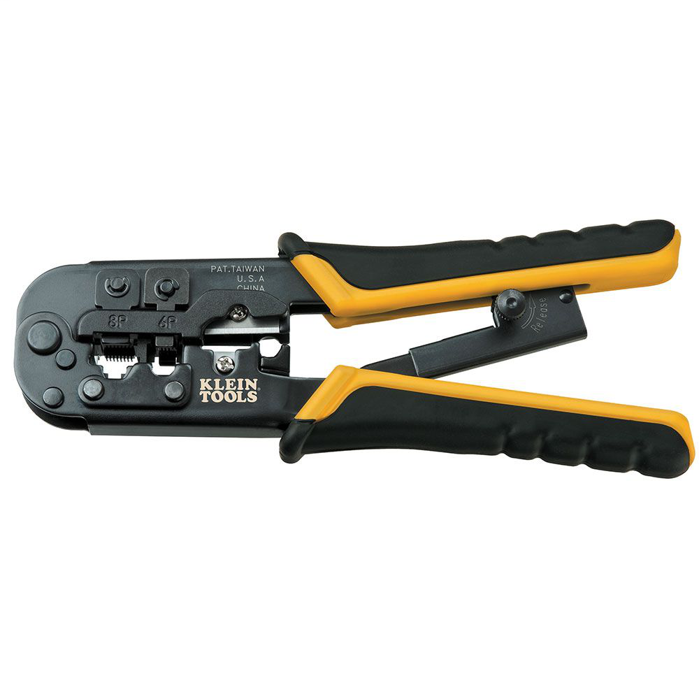 Klein Tools VDV226-011-SEN 7.5 Inch 28 to 22 AWG Yellow/Black Handle Steel Ratcheting Modular Crimper/Stripper Klein Tools VDV226-011-SEN 7.5 Inch 28 to 22 AWG Yellow/Black Handle Steel Ratcheting Modular Crimper/Stripper