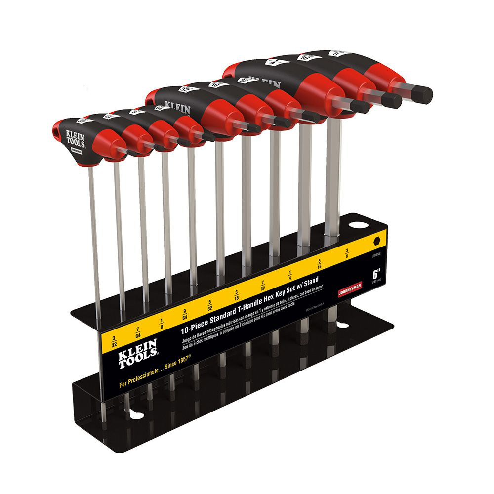 Klein Tools JTH610E 10-Piece 6 Inch SAE Journeyman T Handle Set with Stand Klein Tools JTH610E 10-Piece 6 Inch SAE Journeyman T Handle Set with Stand