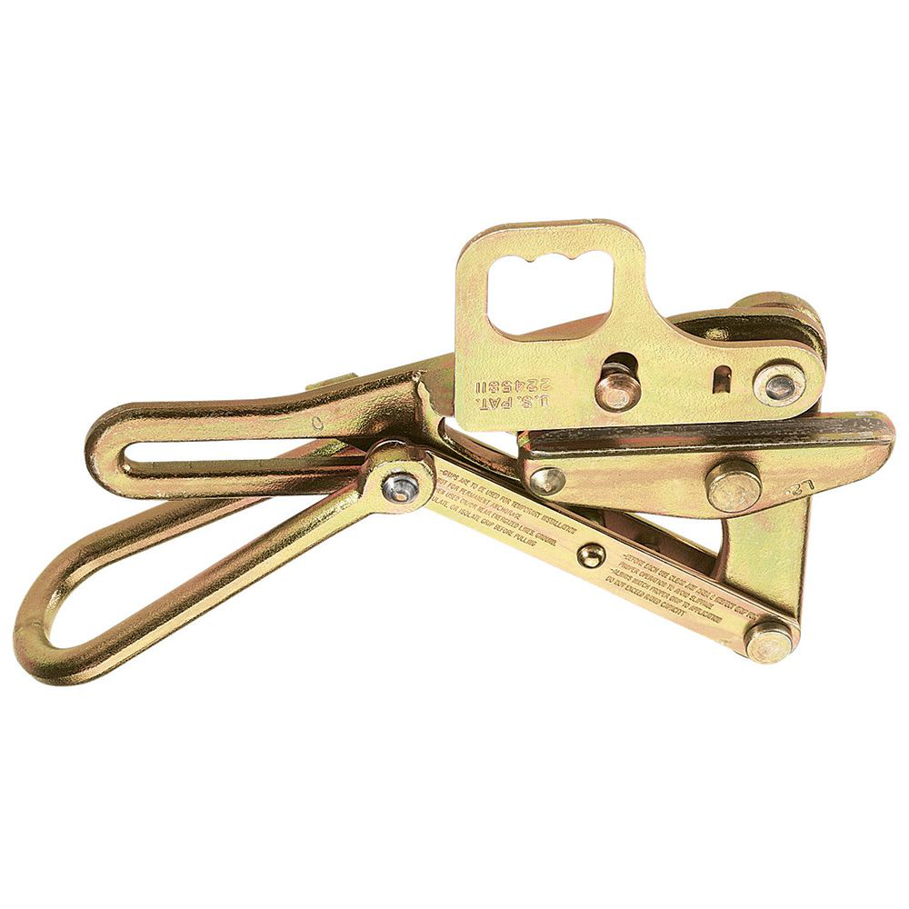 Klein Tools 1684-5H 0.21 to 0.55 Inch 8000 lb Forged Steel Double V-Grooved Pulling Grip with Latch Klein Tools 1684-5H 0.21 to 0.55 Inch 8000 lb Forged Steel Double V-Grooved Pulling Grip with Latch