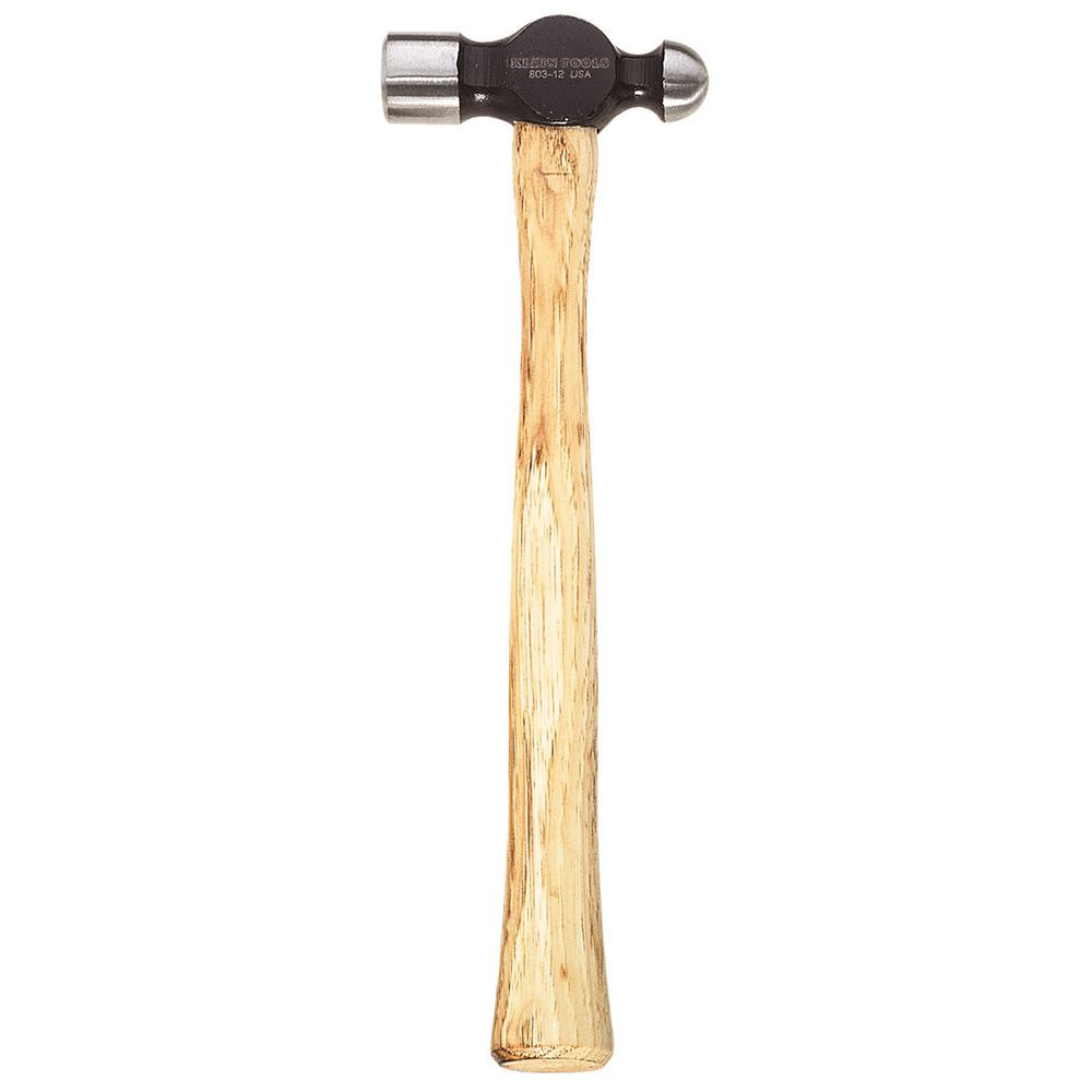 Product image for Klein 803-12 12oz Ball Peen Hammer, Hickory Handle, 12-1/2"
