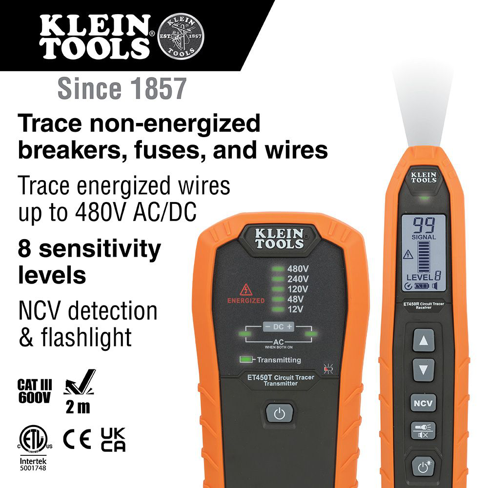 Klein ET450 Advanced Circuit Tracer Kit w/ Carrying Case Capital
