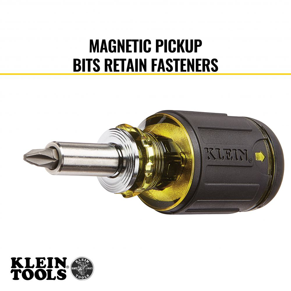 Klein 32308 8in1 MultiBit Adjustable Length Stubby Screwdriver