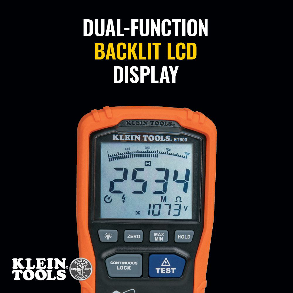 Klein ET600 Insulation Resistance Tester Capital Electric Supply