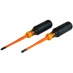 Product image for Klein 33732INS Screwdriver Set, Slim-Tip Insulated Phillips and Cabinet Tips, 2-Piece