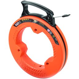 Klein 56335 1/4" Wide Spring Steel Fish Tape, 25ft (7.6m) Tape, Plastic Slim Tip