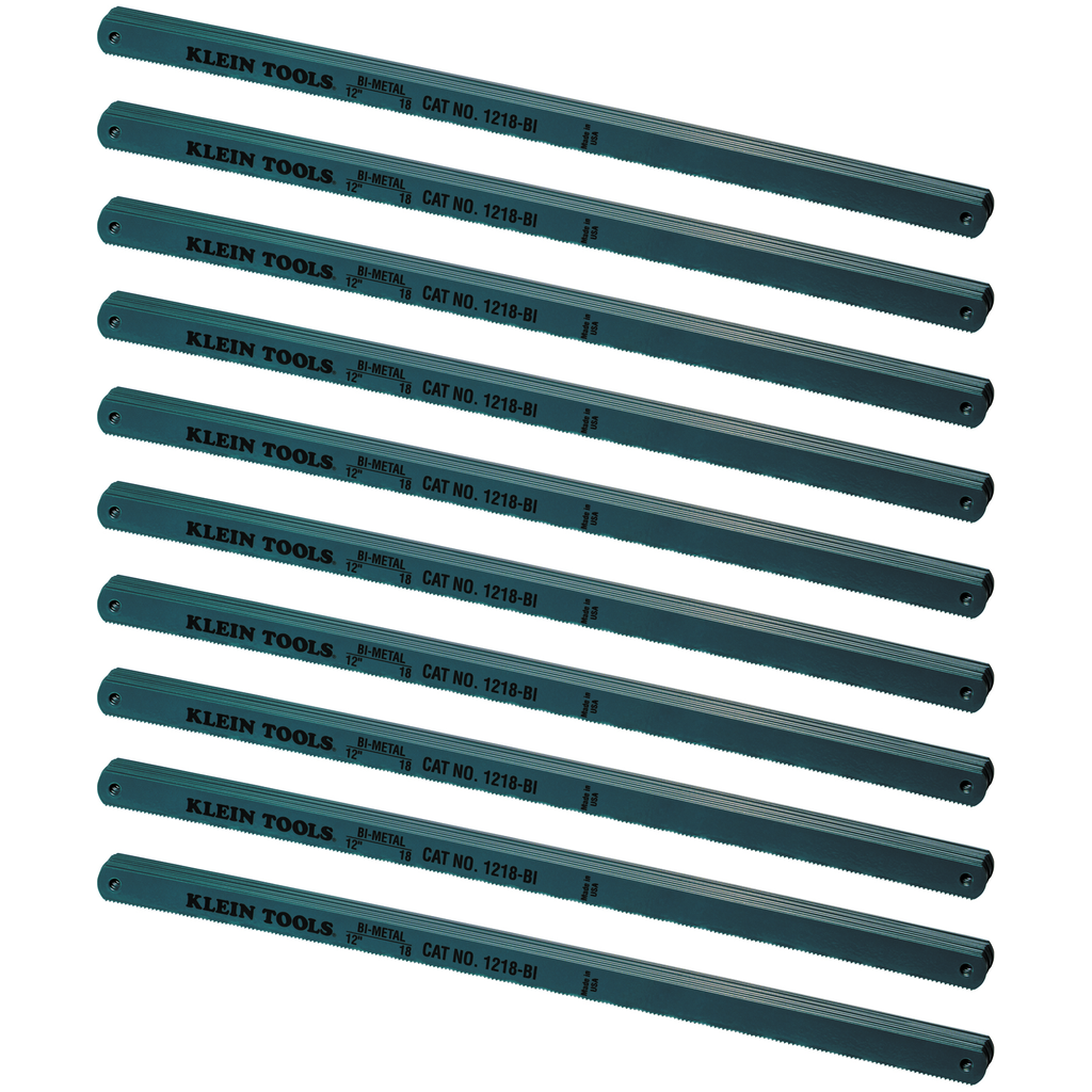 Product image for Klein Tools 1218BI 12 Inch 18 TPI High Speed Steel Tooth Blue Bi-Metal Blade