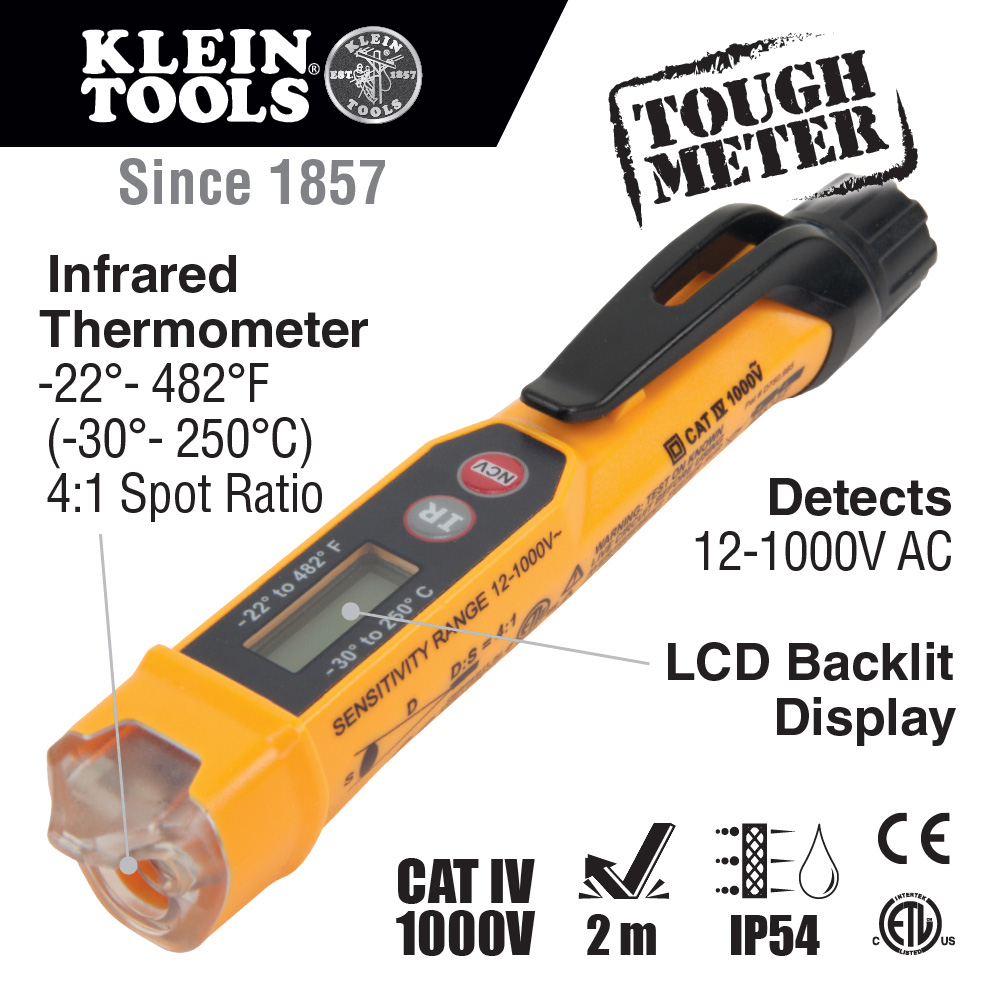 Mayer-DDS-Non-Contact Voltage Tester Pen, 12-1000 AC V with Infrared Thermometer-2