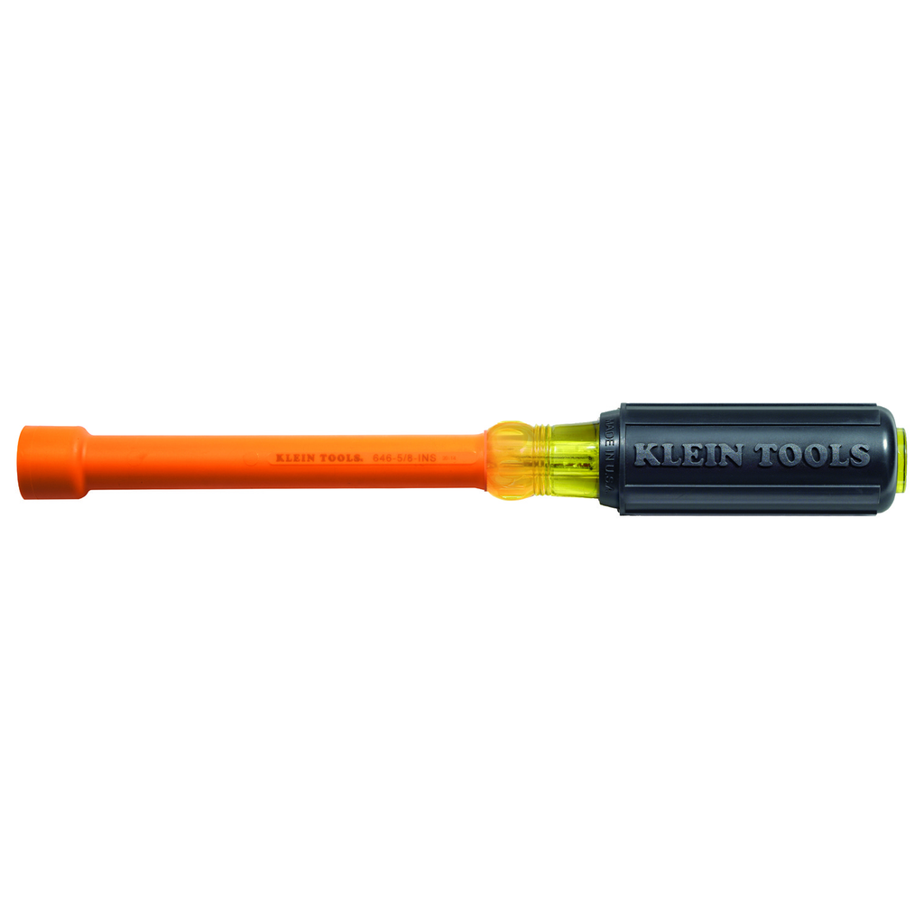 Product image for Klein 646-5/8-INS 5/8" Insulated Nut Driver, 6" Hollow Shaft