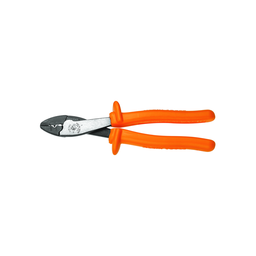 Product image for Klein 1005-INS 9-3/4" 10 to 22 AWG Induction Hardened Steel Orange Tapered Nose Insulated Crimping/Cutting Tool