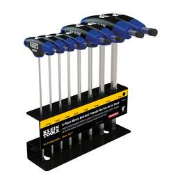 Product image for Klein JTH68MB Hex Kit Set, Metric, Ball End T-Handle, 6" with Stand, 8-Piece
