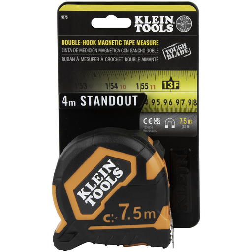 Product image for Klein 9375 Tape Measure, 7.5-Meter Magnetic Double-Hook