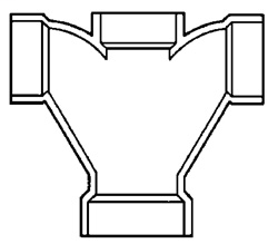 2 x 2 x 1 1/2 x 1 1/2 DWV Double Fixture Fitting ALL HUB
