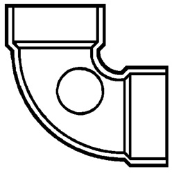 3 x 1 1/2 DWV 1/4 Bend W/Side Inlet H x H