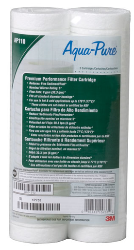 Product image for 3M 5620405 3M™ Aqua-Pure™ AP100 Series Whole House Water Filter Drop-in Cartridge AP110-2, 5620405, Standard, 5 um, 15/Case
