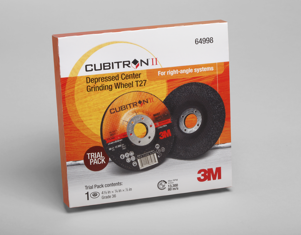 Product image for 3M 87209 CUBITRON II DEPRESSED CTR GRINDING WHEEL T27 4-1/2IN X 1/4IN X 7/8IN