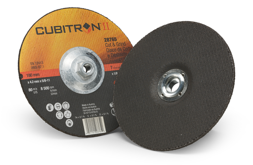 3M™ Cubitron™ II Cut and Grind Wheel, 28765, T27 Quick Change, 7 in x 1/8 in x 5/8 in-11 in, 10/Inner, 20 ea/Case