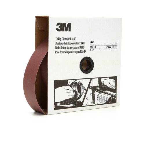 3Mâ„¢ Utility Cloth Roll 314D, P220 J-weight, 2 in x 50 yd, 5 ea/Case