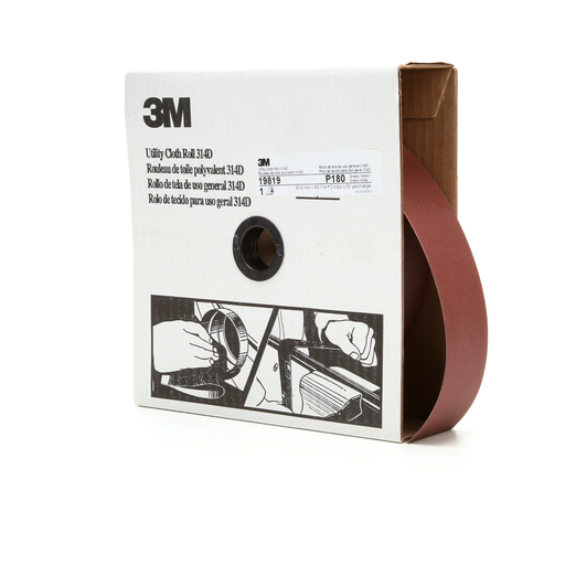 3Mâ„¢ Utility Cloth Roll 314D, P180 J-weight, 2 in x 50 yd, 5 ea/Case