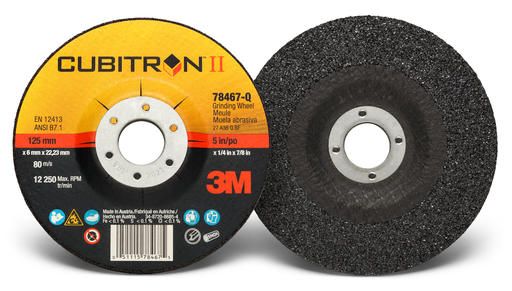 3M™ Cubitron™ II Depressed Center Grinding Wheel, 78467, 36, T27, 125 mm x 6 mm x 22.23 mm, 10/Inner, 20 ea/Case