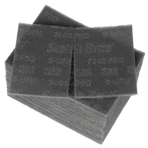 Scotch-Briteâ„¢ Hand Pad 7448 PRO, PO-HP, SiC Ultra Fine, Gray, 6 in x 9 in, 20/Carton, 3 Cartons/Case