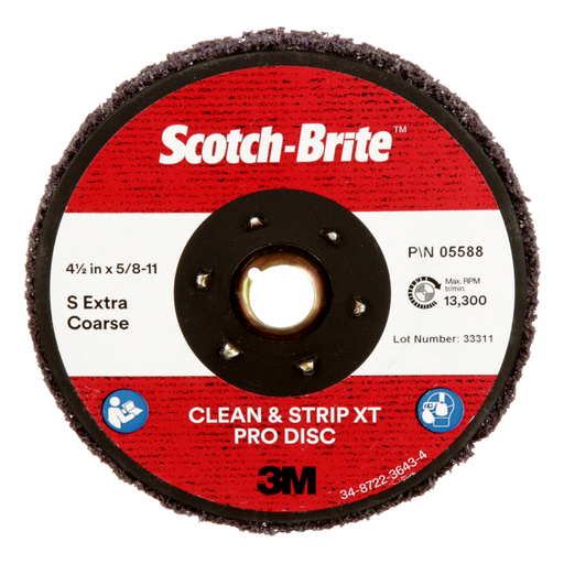 Scotch-Briteâ„¢ Clean and Strip XT Pro Disc, XO-DC, SiC Extra Coarse, TN, Purple, 4-1/2 in x 5/8"-11, 10 ea/Case