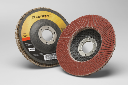 3Mâ„¢ Cubitronâ„¢ II Flap Disc 967A, 60+, T27, 4-1/2 in x 7/8 in, 10 ea/Case