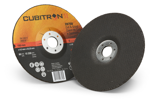 3M Cubitron II Cut and Grind Wheel, 28758, T27, 6 in x 1/8 in x 7/8 in, 10/Carton, 20 ea/Case