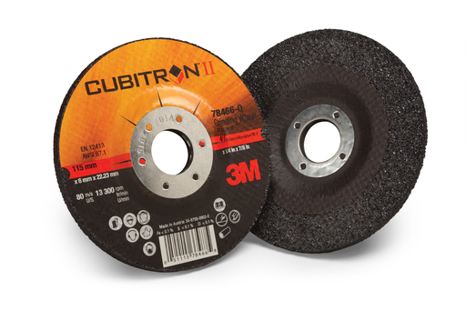 3M Cubitron II Depressed Center Grinding Wheel, 78466, 36, T27, 115 mm x 6 mm x 22.23 mm, 10/Carton, 20 ea/Case