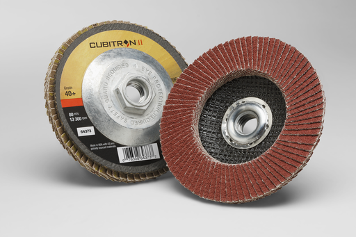3Mâ„¢ Cubitronâ„¢ II Flap Disc 969F, 40+, T27 Quick Change, 4-1/2 in x 5/8"-11, 10 ea/Case