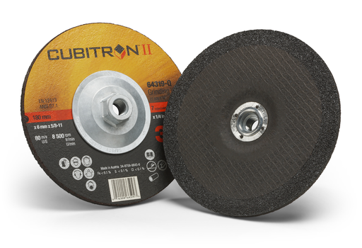 3M Cubitron II Depressed Center Grinding Wheel, 64319, T27 Quick Change, 7 in x 1/4 in x 5/8 in-11 in, 10/Carton, 20 ea/Case