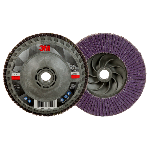3Mâ„¢ Flap Disc 769F, 60+, Quick Change, T27, 4-1/2 in x 5/8 in-11, 10 ea/Case