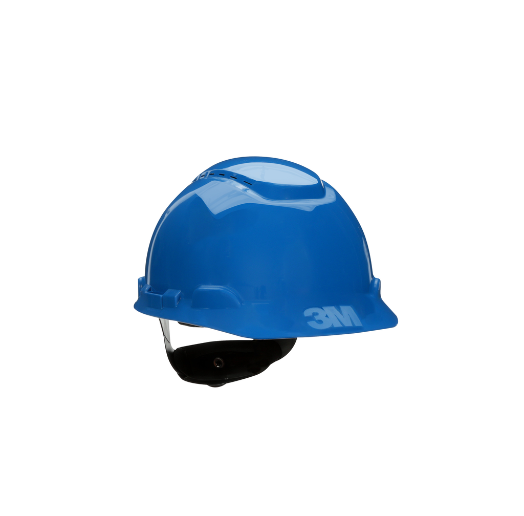 Product image for 3M Hard Hat, H-703V, with 4-point ratchet suspension, vented, blue
