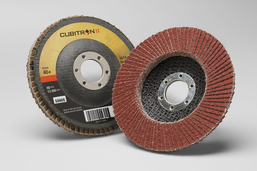 3M Cubitron II Flap Disc 967A, 40+, T27, 4-1/2 in x 7/8 in, 10 ea/Case