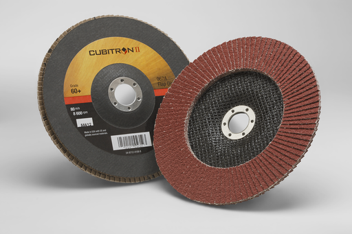 3M Cubitron II Flap Disc 967A, 60+, T27, 7 in x 7/8 in, 5 ea/Case