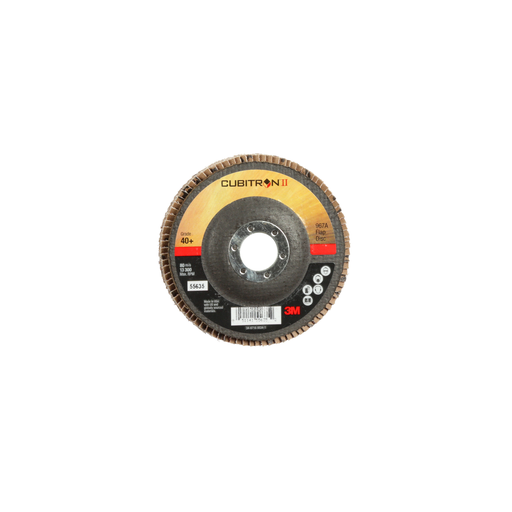 3M Cubitron II Flap Disc 967A, 40+, T27, 4-1/2 in x 7/8 in, Giant, 10 ea/Case