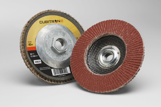 3M Cubitron II Flap Disc 967A, 40+, T29 Quick Change, 4-1/2 in x 5/8"-11, 10 ea/Case