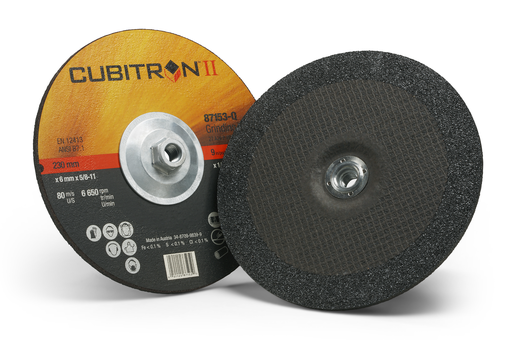 3M™ Cubitron™ II Depressed Center Grinding Wheel, 87153, T27 Quick Change, 9 in x 1/4 in x 5/8-11 in, 10 per inner, 20 per case