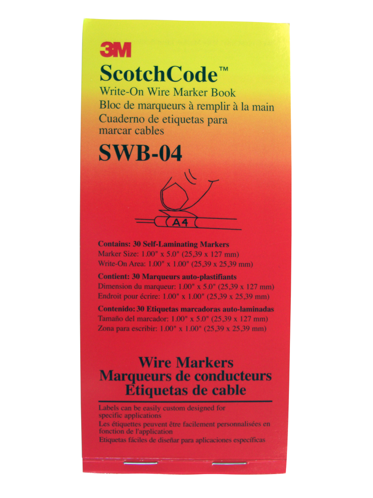 Product image for 3M Electrical SWB-4 1 x 5 Inch Label Write-On Wire Marker Book
