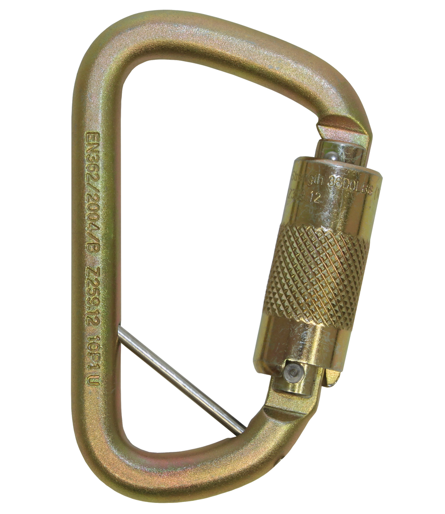 Product image for 3M 2000117 ROLLGLISSTECHNICAL RESCUE OFFSET D FALL ARREST CARABINER W/ CAPTIVE EYE 2000117 GOLD MED