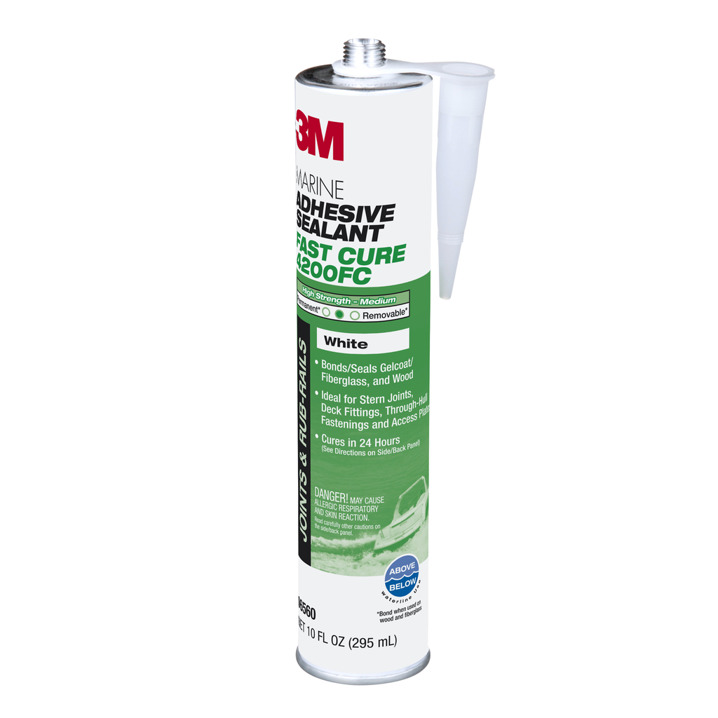 Product image for 3M 06560 Marine Adhesive Sealant Fast Cure 4200FC White, 10 fl oz (295 mL) cartridge, 12 per case (7100006227)