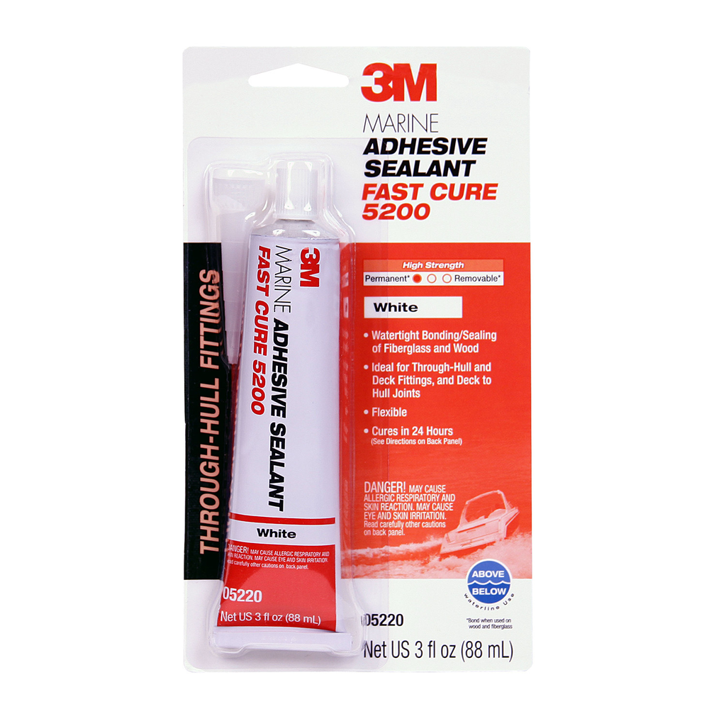 Product image for 3M 05220 Marine Adhesive Sealant 5200 Fast Cure White, PN05220, 3 oz Tube, 6 per case (7000120490)