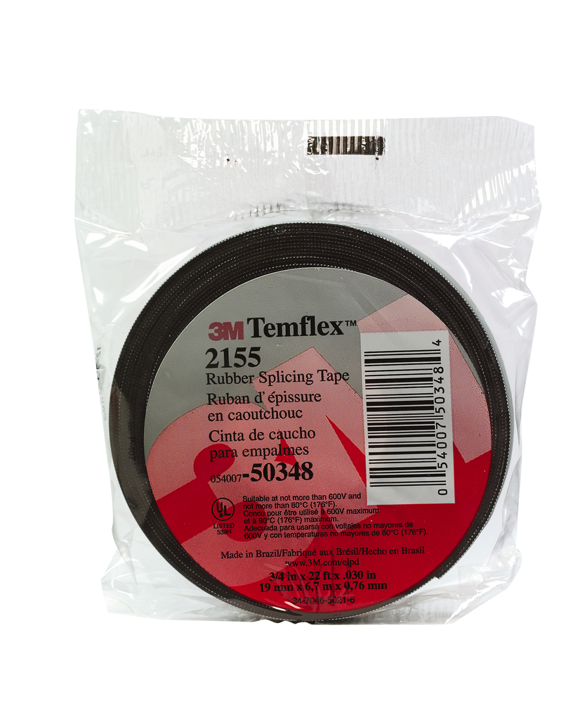 Product image for 3M 2155 3/4" x 22ft Temflex™ Rubber Splicing Tape, Black