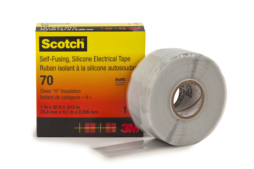 Mayer-DDS-Scotch® Self-Fusing Silicone Rubber Electrical Tape 70, 1 in x 30 ft, Sky Blue/Gray, 1 roll/carton, 24 rolls/case-1