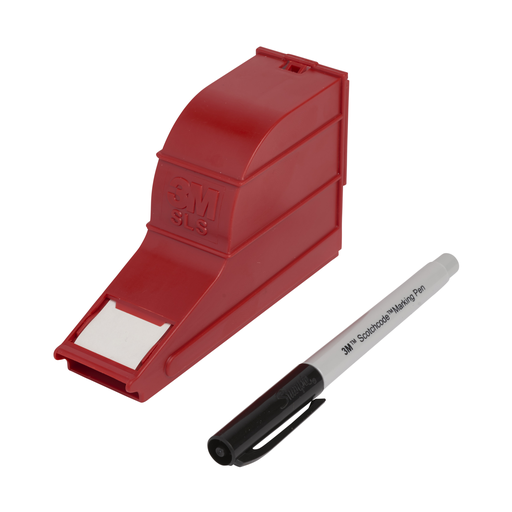 Product image for 3M SLS ScotchCode™ Write-On Dispenser w/ Wire Marker Label Tape & SMP Pen, 1" x 1/2" Labels, 170 Labels/Roll