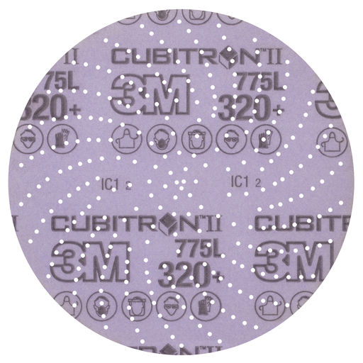 3M Xtract™ Cubitron™ II Film Disc 775L, 320+, 6 in, Die 600LG, 50/Carton, 250 ea/Case