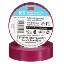 Product image for 3M 165PR4A Temflex™ Vinyl Electrical Tape, General Use, 6mil, 3/4" x 60ft - PURPLE (7100169434)