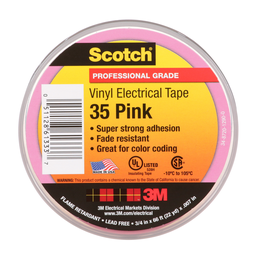 Product image for 3M 35-3/4X66FT-PK #35 Scotch® Vinyl Electrical Tape, Professional Grade, 7mil, 3/4" x 66ft - PINK (7010411602)