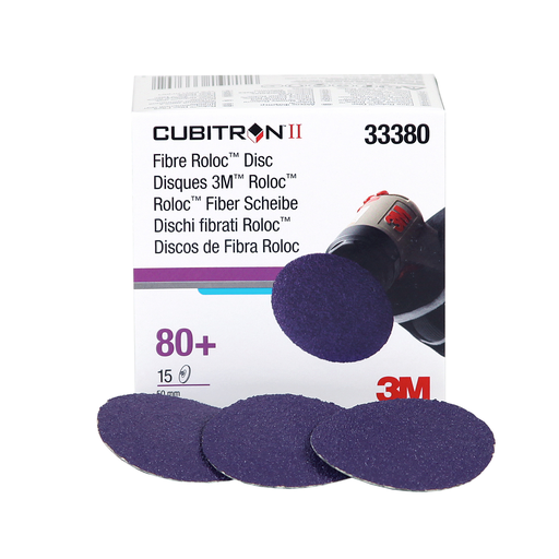 3Mâ„¢ Cubitronâ„¢ II Rolocâ„¢ Fibre Disc 786C, 33380, 2 in (50 mm), 80+, 15 Discs/Carton, 6 Cartons/Case